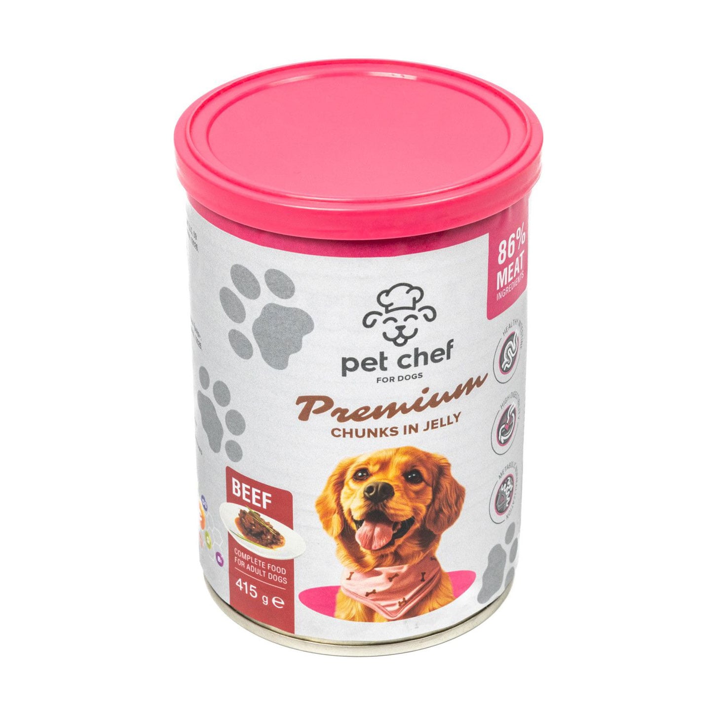 Вологий корм для собак Pet Chef Premium Chunks In Jelly з яловичиною, 415 г